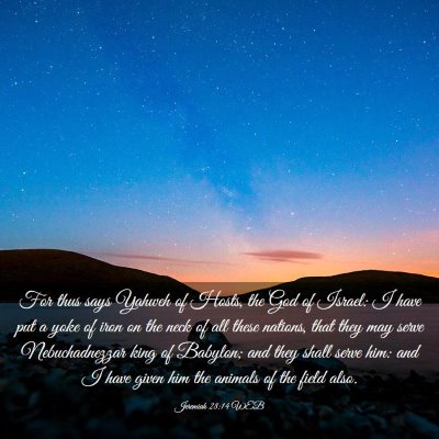 Picture 03 - Jeremiah 28:14 WEB - For thus says Yahweh of Hosts, the God of Israel: - Bible Verse Picture