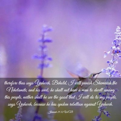 Picture 03 - Jeremiah 29:32 WEB - therefore thus says Yahweh, Behold, I will punish - Bible Verse Picture