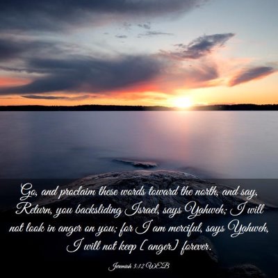 Picture 03 - Jeremiah 3:12 WEB - Go, and proclaim these words toward the north, - Bible Verse Picture