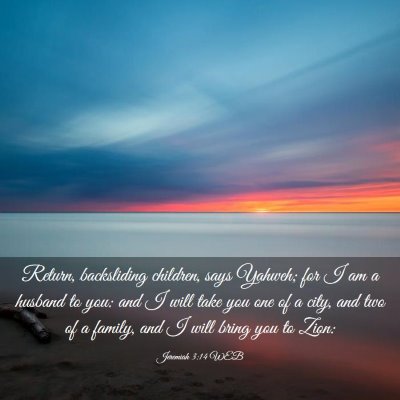 Picture 03 - Jeremiah 3:14 WEB - Return, backsliding children, says Yahweh; for I - Bible Verse Picture