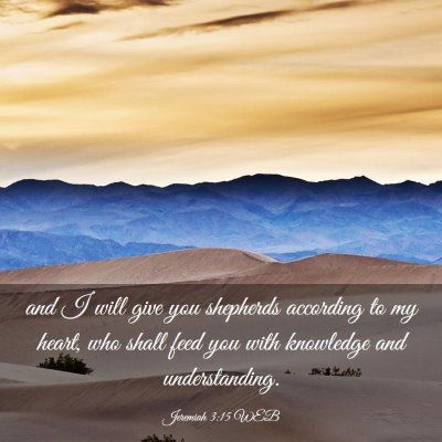 Picture 03 - Jeremiah 3:15 WEB - and I will give you shepherds according to my - Bible Verse Picture