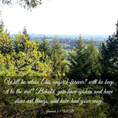 Picture 03 - Jeremiah 3:5 WEB - Will he retain [his anger] forever? will he keep - Bible Verse Picture