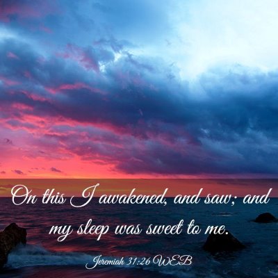 Picture 03 - Jeremiah 31:26 WEB - On this I awakened, and saw; and my sleep was - Bible Verse Picture
