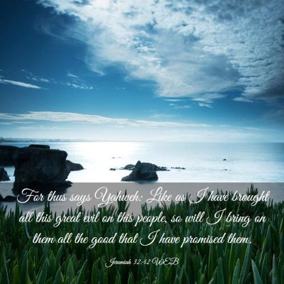 Picture 03 - Jeremiah 32:42 WEB - For thus says Yahweh: Like as I have brought all - Bible Verse Picture