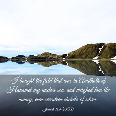 Picture 03 - Jeremiah 32:9 WEB - I bought the field that was in Anathoth of - Bible Verse Picture