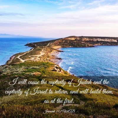 Picture 03 - Jeremiah 33:7 WEB - I will cause the captivity of Judah and the - Bible Verse Picture