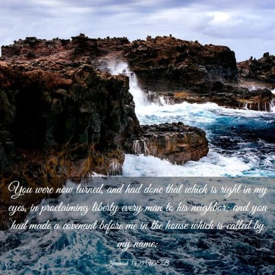 Picture 03 - Jeremiah 34:15 WEB - You were now turned, and had done that which is - Bible Verse Picture