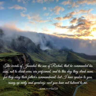 Picture 03 - Jeremiah 35:14 WEB - The words of Jonadab the son of Rechab, that he - Bible Verse Picture