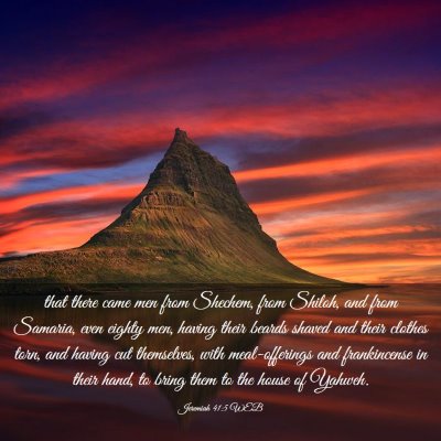 Picture 03 - Jeremiah 41:5 WEB - that there came men from Shechem, from Shiloh, - Bible Verse Picture