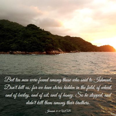 Picture 03 - Jeremiah 41:8 WEB - But ten men were found among those who said to - Bible Verse Picture