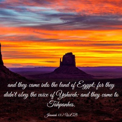 Picture 03 - Jeremiah 43:7 WEB - and they came into the land of Egypt; for they - Bible Verse Picture