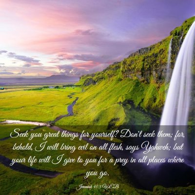 Picture 03 - Jeremiah 45:5 WEB - Seek you great things for yourself? Don't seek - Bible Verse Picture