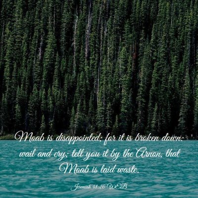 Picture 03 - Jeremiah 48:20 WEB - Moab is disappointed; for it is broken down: wail - Bible Verse Picture