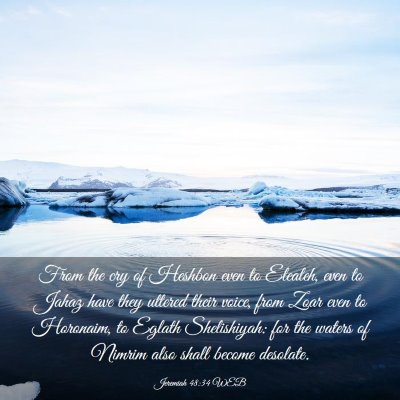 Picture 03 - Jeremiah 48:34 WEB - From the cry of Heshbon even to Elealeh, even to - Bible Verse Picture