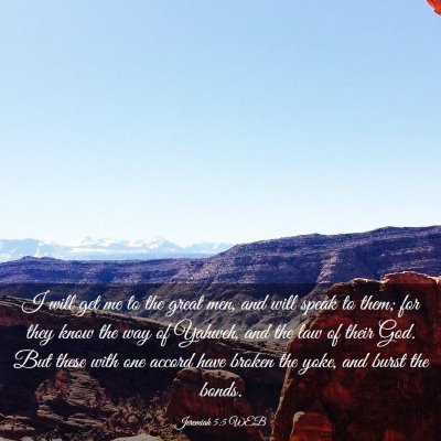 Picture 03 - Jeremiah 5:5 WEB - I will get me to the great men, and will speak to - Bible Verse Picture