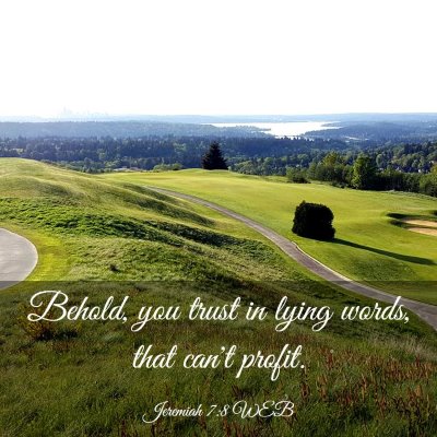 Picture 03 - Jeremiah 7:8 WEB - Behold, you trust in lying words, that can't - Bible Verse Picture