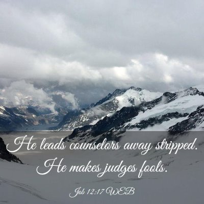 Picture 03 - Job 12:17 WEB - He leads counselors away stripped. He makes - Bible Verse Picture