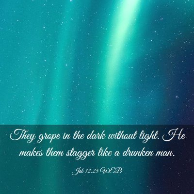 Picture 03 - Job 12:25 WEB - They grope in the dark without light. He makes - Bible Verse Picture