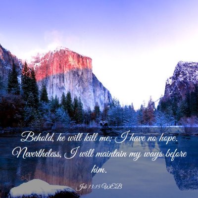 Picture 03 - Job 13:15 WEB - Behold, he will kill me; I have no hope. - Bible Verse Picture