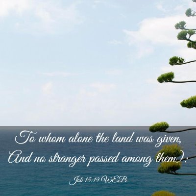 Picture 03 - Job 15:19 WEB - To whom alone the land was given, And no stranger - Bible Verse Picture