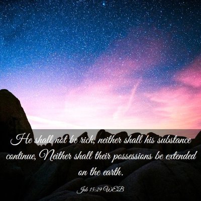 Picture 03 - Job 15:29 WEB - He shall not be rich, neither shall his substance - Bible Verse Picture