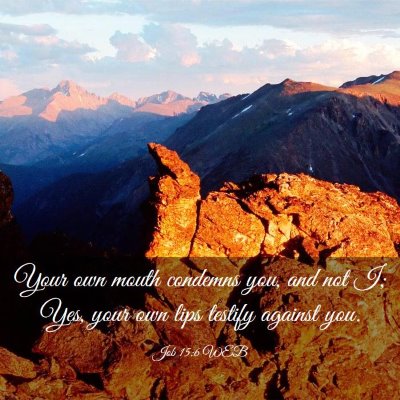 Picture 03 - Job 15:6 WEB - Your own mouth condemns you, and not I; Yes, your - Bible Verse Picture