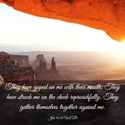 Picture 03 - Job 16:10 WEB - They have gaped on me with their mouth; They have - Bible Verse Picture
