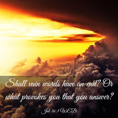 Picture 03 - Job 16:3 WEB - Shall vain words have an end? Or what provokes - Bible Verse Picture