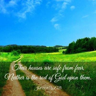 Picture 03 - Job 21:9 WEB - Their houses are safe from fear, Neither is the - Bible Verse Picture
