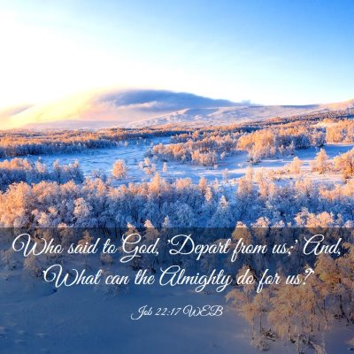 Picture 03 - Job 22:17 WEB - Who said to God, 'Depart from us;' And, 'What can - Bible Verse Picture