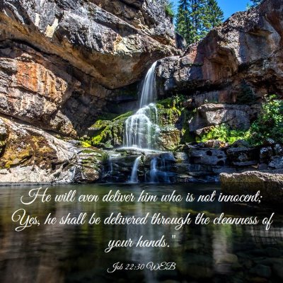 Picture 03 - Job 22:30 WEB - He will even deliver him who is not innocent; - Bible Verse Picture