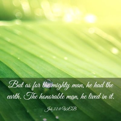 Picture 03 - Job 22:8 WEB - But as for the mighty man, he had the earth. The - Bible Verse Picture