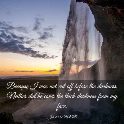 Picture 03 - Job 23:17 WEB - Because I was not cut off before the darkness, - Bible Verse Picture