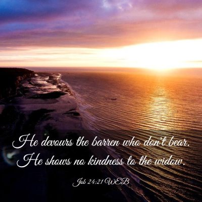 Picture 03 - Job 24:21 WEB - He devours the barren who don't bear. He shows no - Bible Verse Picture