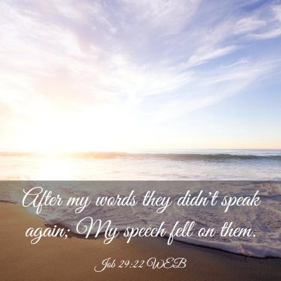 Picture 03 - Job 29:22 WEB - After my words they didn't speak again; My speech - Bible Verse Picture