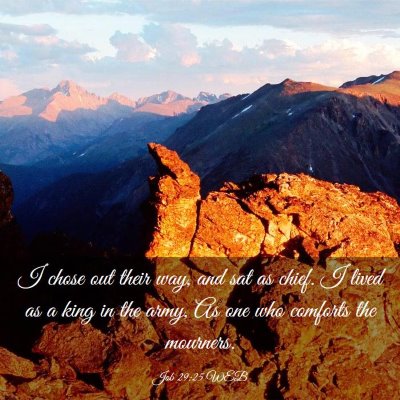 Picture 03 - Job 29:25 WEB - I chose out their way, and sat as chief. I lived - Bible Verse Picture