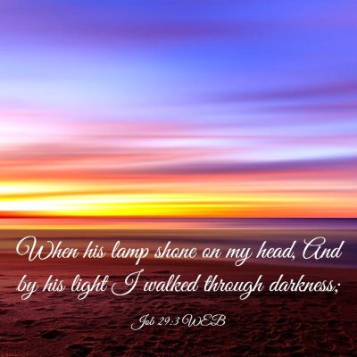 Picture 03 - Job 29:3 WEB - When his lamp shone on my head, And by his light - Bible Verse Picture