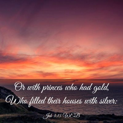 Picture 03 - Job 3:15 WEB - Or with princes who had gold, Who filled their - Bible Verse Picture