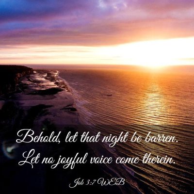 Picture 03 - Job 3:7 WEB - Behold, let that night be barren. Let no joyful - Bible Verse Picture