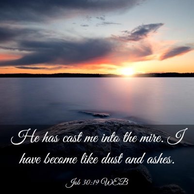 Picture 03 - Job 30:19 WEB - He has cast me into the mire. I have become like - Bible Verse Picture