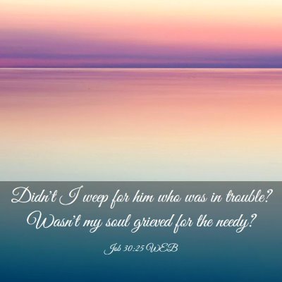Picture 03 - Job 30:25 WEB - Didn't I weep for him who was in trouble? Wasn't - Bible Verse Picture
