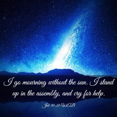 Picture 03 - Job 30:28 WEB - I go mourning without the sun. I stand up in the - Bible Verse Picture