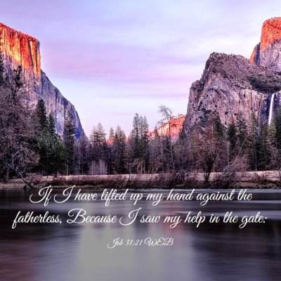 Picture 03 - Job 31:21 WEB - If I have lifted up my hand against the - Bible Verse Picture