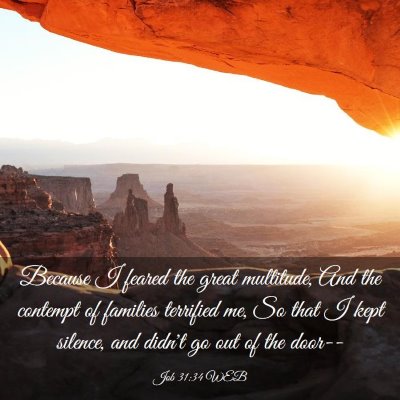 Picture 03 - Job 31:34 WEB - Because I feared the great multitude, And the - Bible Verse Picture