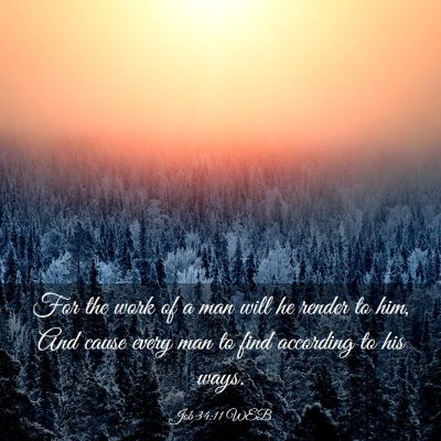 Picture 03 - Job 34:11 WEB - For the work of a man will he render to him, And - Bible Verse Picture