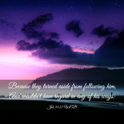 Picture 03 - Job 34:27 WEB - Because they turned aside from following him, And - Bible Verse Picture