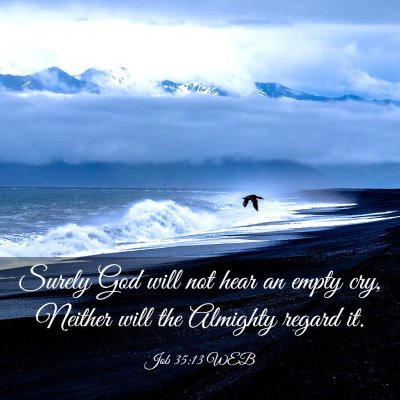 Picture 03 - Job 35:13 WEB - Surely God will not hear an empty cry, Neither - Bible Verse Picture