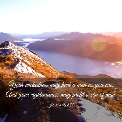 Picture 03 - Job 35:8 WEB - Your wickedness may hurt a man as you are; And - Bible Verse Picture