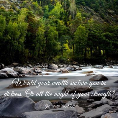 Picture 03 - Job 36:19 WEB - Would your wealth sustain you in distress, Or all - Bible Verse Picture