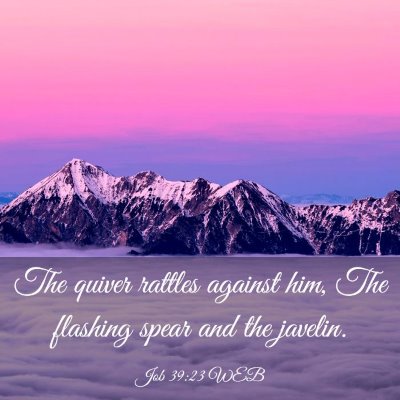 Picture 03 - Job 39:23 WEB - The quiver rattles against him, The flashing - Bible Verse Picture
